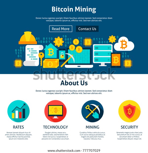 Bitcoin Mining Website Design Flat Style Stock Vector Royalty Free - 